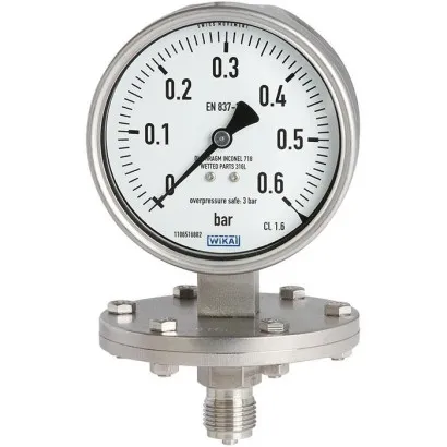 Wika Diaphragm Pressure Gauge, 432.50, 433.50, For The Process Industry, Up To 10-Fold Overload Safety, Max. 40 Bar